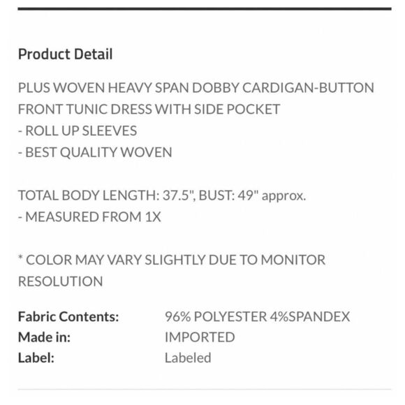 Button Cardigan Plus Size Light Rose 1X - Picture 5 of 6